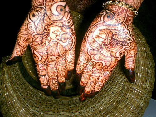 A drawing with “henna”, using the method “mehndi”
