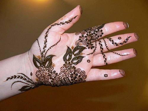 A drawing with “henna”, using the method “mehndi”