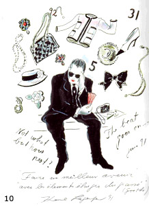 Колаж на Карл Лагерфелд със знакови елементи от наследството на Коко Шанел